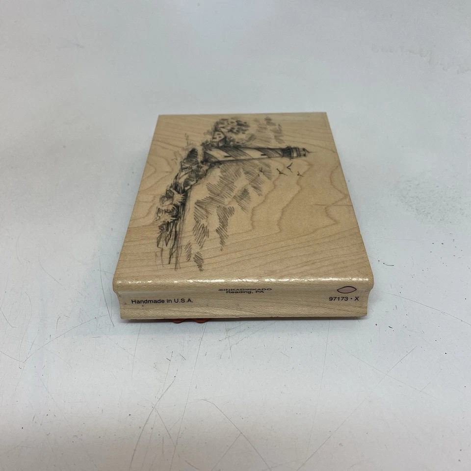 Sello de goma montado en madera faro Inkadinkado 97173-X mar océano playa Foto 4 de 4