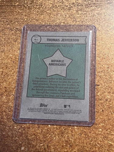 Topps Heritage Baseball Notable Americans 2025 # NS-3 Thomas Jefferson - Imagen 2 de 2