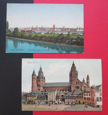 1911 MAINZ Germany Postcards (2)  Dom + Kaiser Wilhelm Brücke