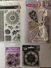 Flower and Flourishes  Stamp Lot: Stampendous! Glitz Design, Inkadinkado & SEI