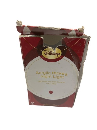 Disney Mickey Mouse Acrylic Night Light Christmas Tree Vintage New With Box - Picture 8 of 9