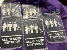 All Gender Handicap Accessible Braille Restroom Signs Symbols 9 x 6 ADA 1 Sign