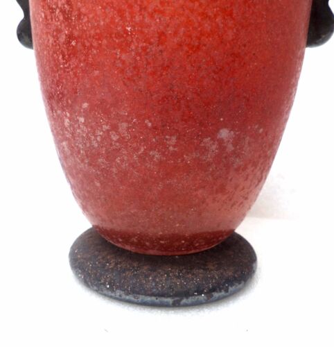 MURANO GAMBARO & POGGI RED CORROSO AMPHORA ART GLASS BOWL VASE SIGNED - Picture 6 of 8