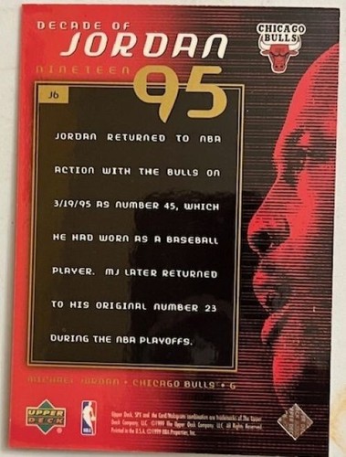 1999-00 Upper Deck SPx Michael Jordan Decade of Jordan #J6 Chicago Bulls - Foto 2 di 2
