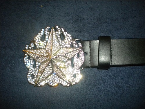 NUEVA HEBILLA GRANDE PLATEADA CON UNA ESTRELLA Y PIEDRAS TRANSPARENTES SOLO HEBILLA - Imagen 2 de 3