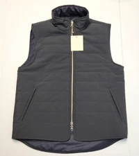 NEW Hagen Carmel REVERSIBLE Full Zip Vest Men MEDIUM Black Navy Blue Puff Pocket