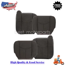 For 2003-2007 Chevy Silverado Driver & Passenger BottomTop Cloth Seat Cover Gray