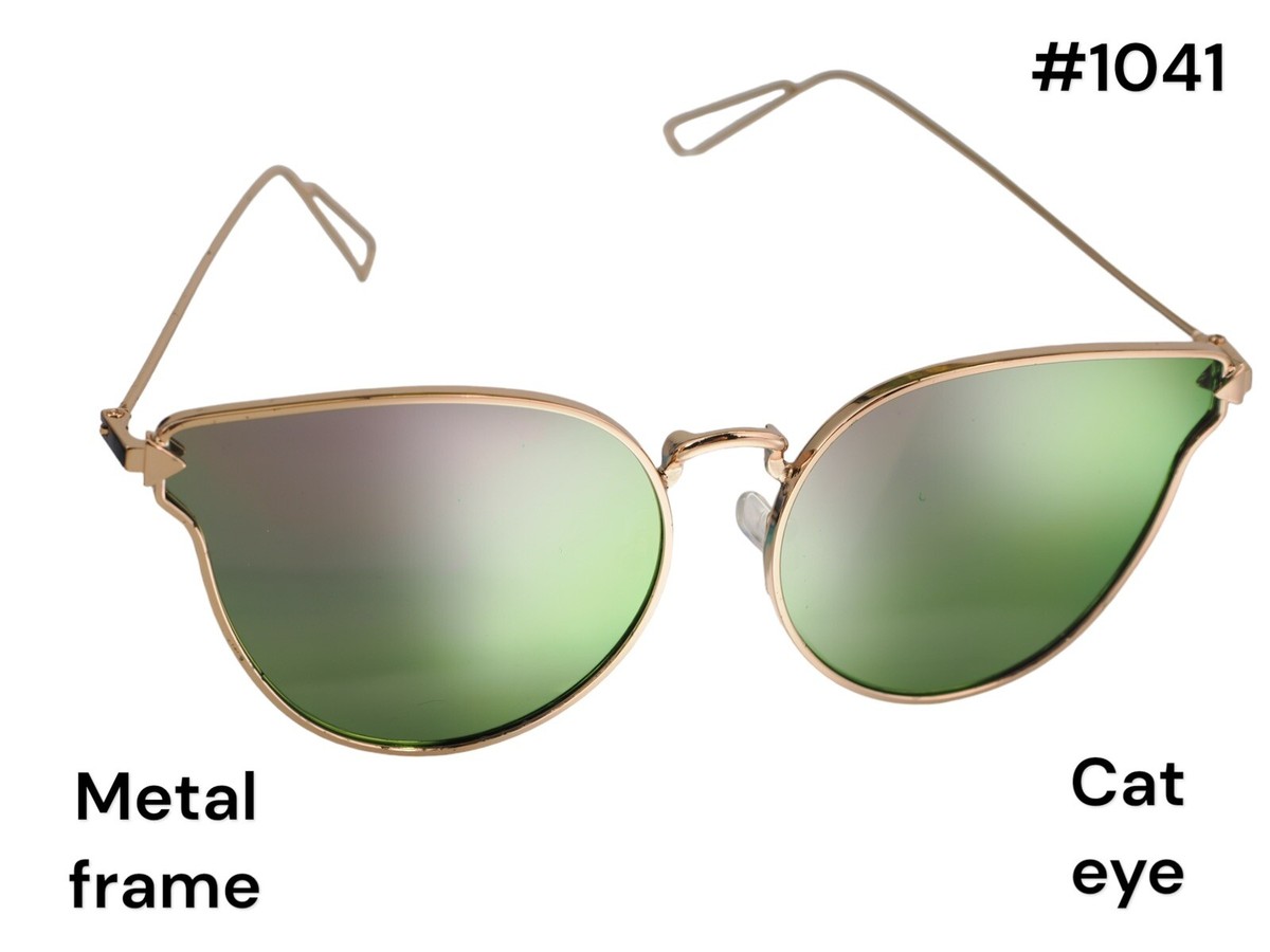 Cat Eye Metal Sunglasses with Polarized Lenses Silver Thin Metal Cat-Eye Mirrored Polarized Sunglasses with  main image 2
