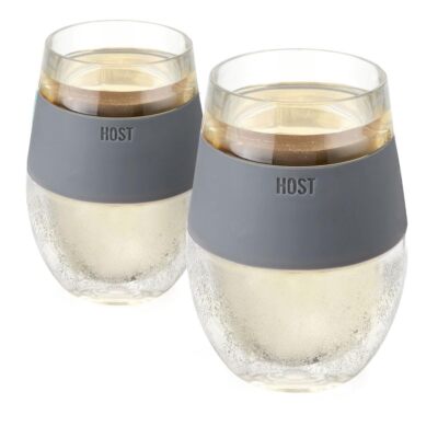 Wine Freeze Cooling Cups Grey Set of 2