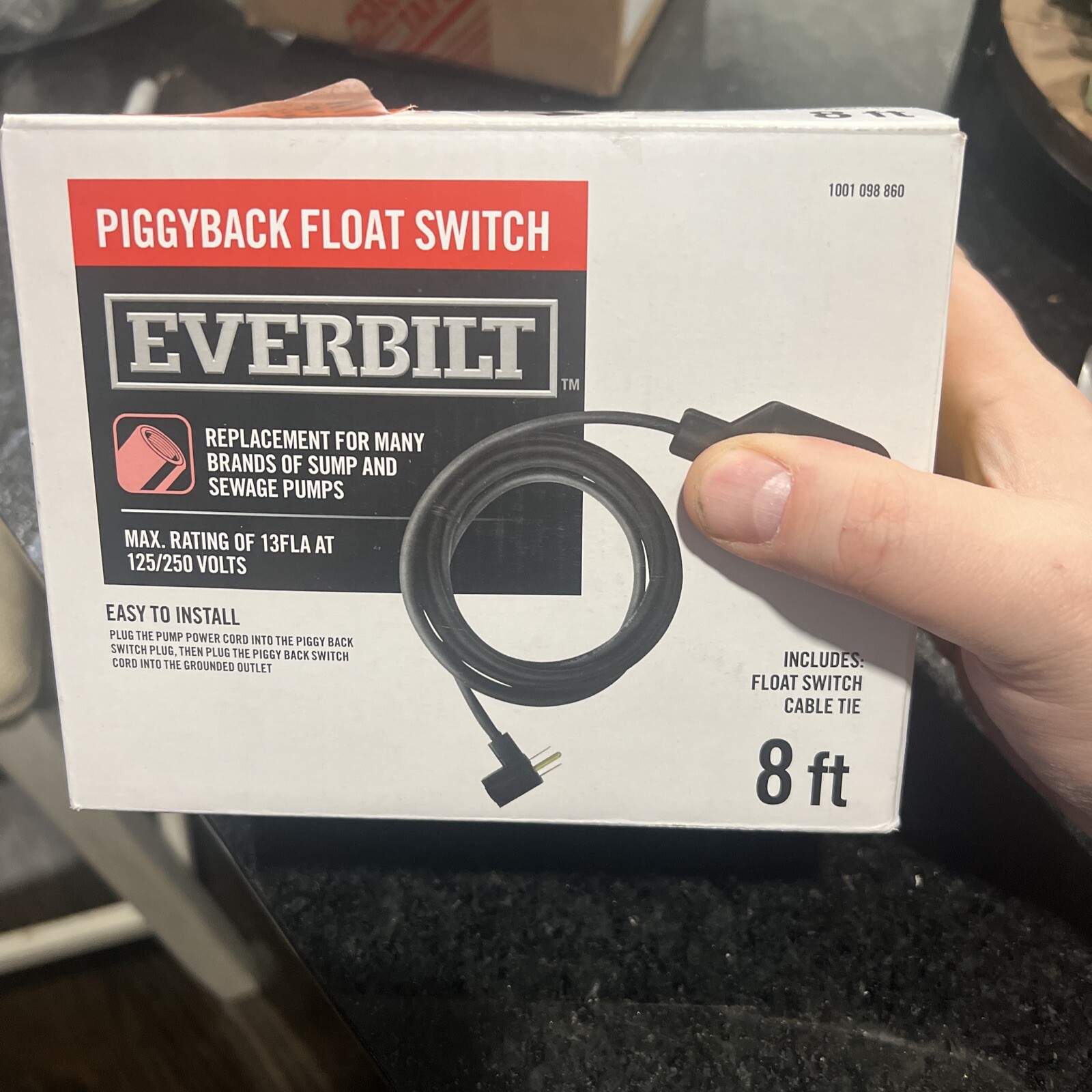 Piggyback Sump Pump Float Switch W/ 8 ft Cord New EVERBILT 1001 098 860 EBFSWPB eBay