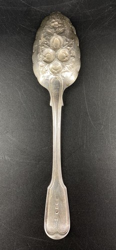 Antique Georgian Sterling Silver Berry Spoon Floral Pattern London England - Picture 4 of 8