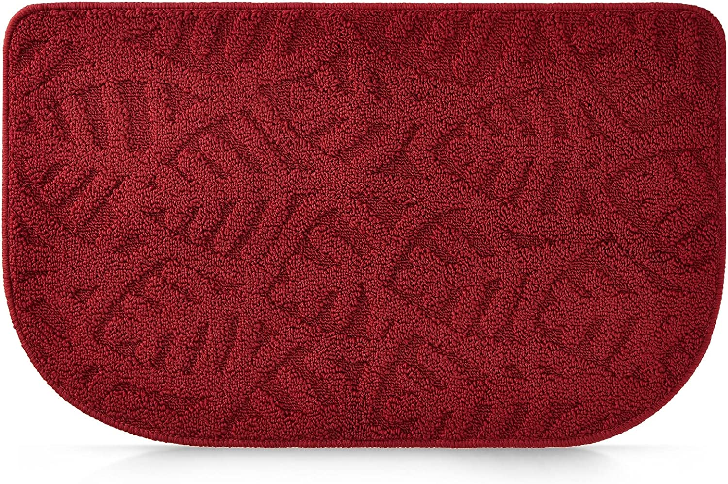 Slip-Resistant Red Half Round Kitchen Rug with Rubber Backing