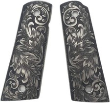 Paras Aluminum Hand Engraved 1911 grips Fit with S W Colt Kimber Springfield F8