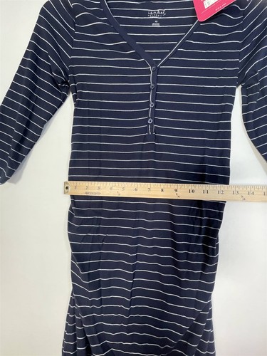 Vestido Isabel Maternidad Bodycon Henley XS Manga 3/4 Acanalado Azul Oscuro Rayas - Imagen 11 de 14