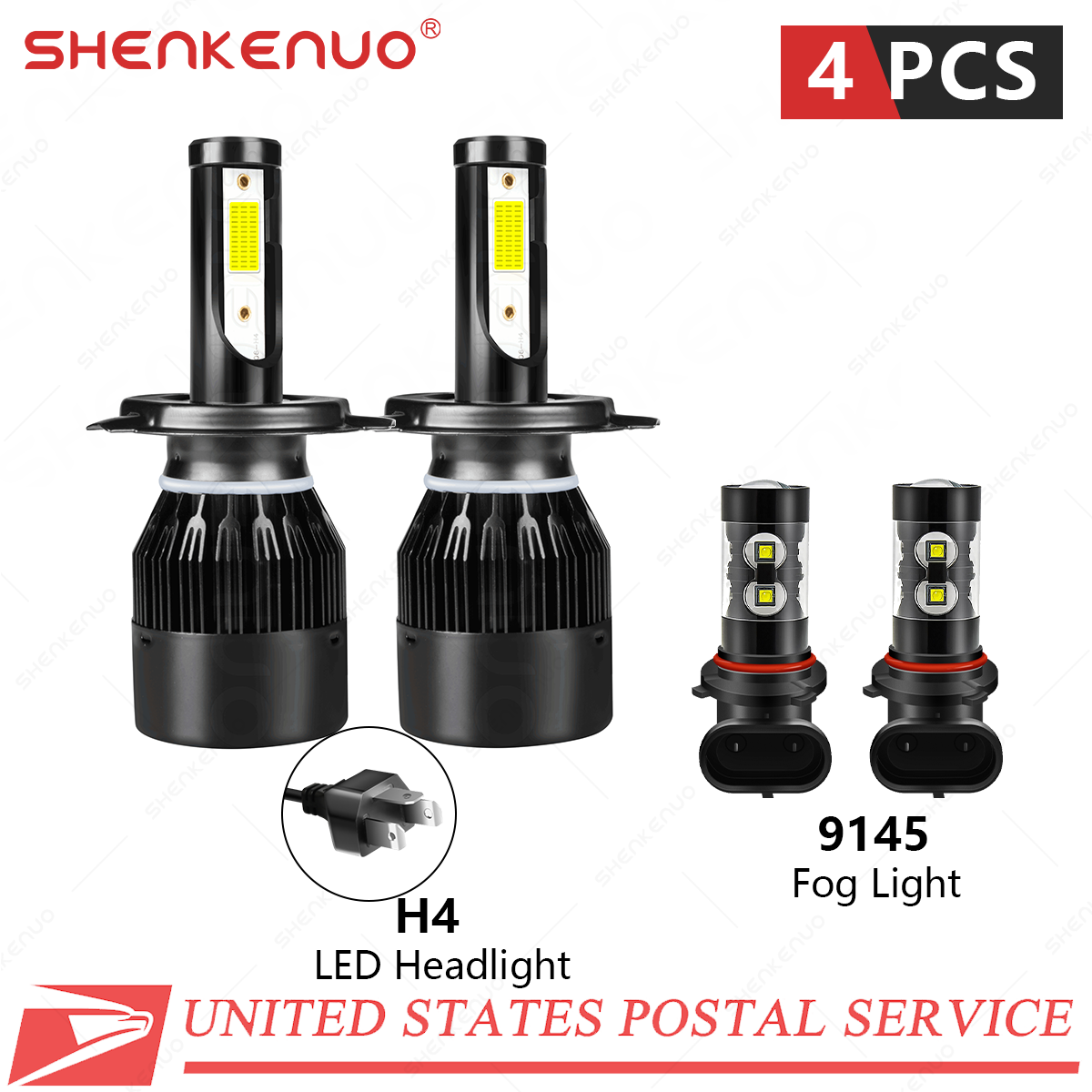 For Toyota Hilux 2004-2019 6000K LED Headlights Hi/Lo Beam + Fog Light Bulbs KIT