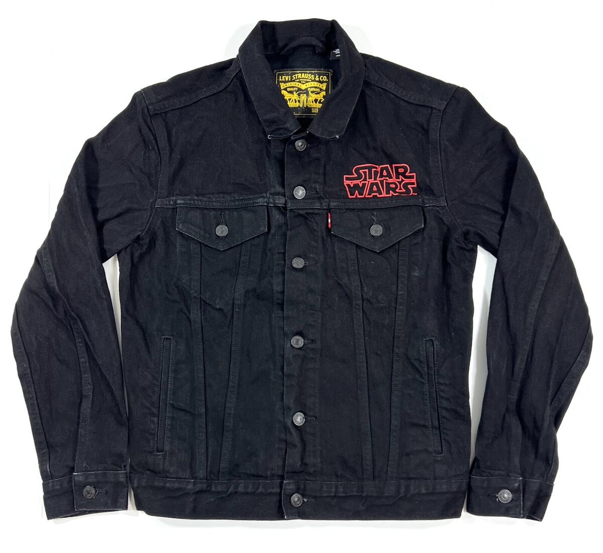 Levis x Star Wars Trucker Jacket Mens Size Small Black Denim Levis x Star Wars Trucker Jacket Mens Size Small Black Denim
