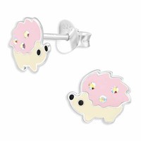 Pinke Igel Ohrringe Ohrstecker 925 Silber - Kinder Damen MäDchen Schmuck