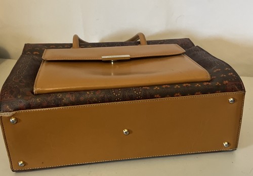 Borsa a mano Escada marrone floreale chiusura magnetica pieghevole portadocumenti borsa - Foto 14 di 15