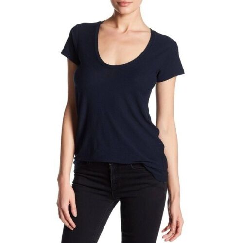 NWT James Perse Size XS/0 Deep Scoop Neck Short Sleeve T-Shirt in Deep Navy Blue
