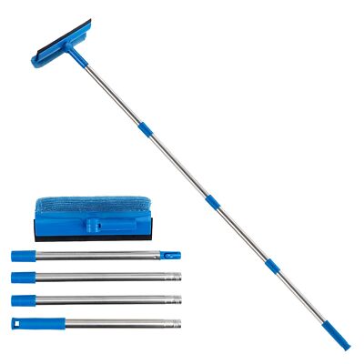 Window Squeegee and Microfiber Scrubber Set, 2-In-1 Window Cleaning Kit