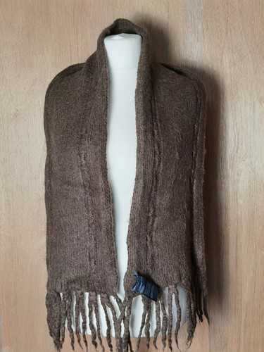 Tommy Hilfiger Brown Men's Chunky Wool Knit Scarf Tasselled - Picture 5 of 6