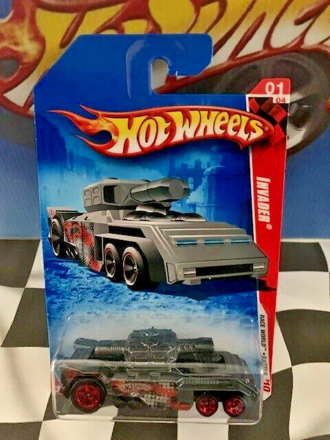 Hot Wheels 2010 Race World Battle 1/4 195 Invader Dark Gray 5SP Tank