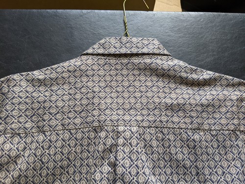 PERRY ELLIS Mens Long Sleeve Dress Shirt Sz L Blue Geometric Print Button Up - Picture 7 of 7