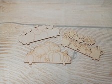 New Unfinished Wood Craft Blanks Hearts Flowers Pumpkins Seasonal 3" x 5.5"