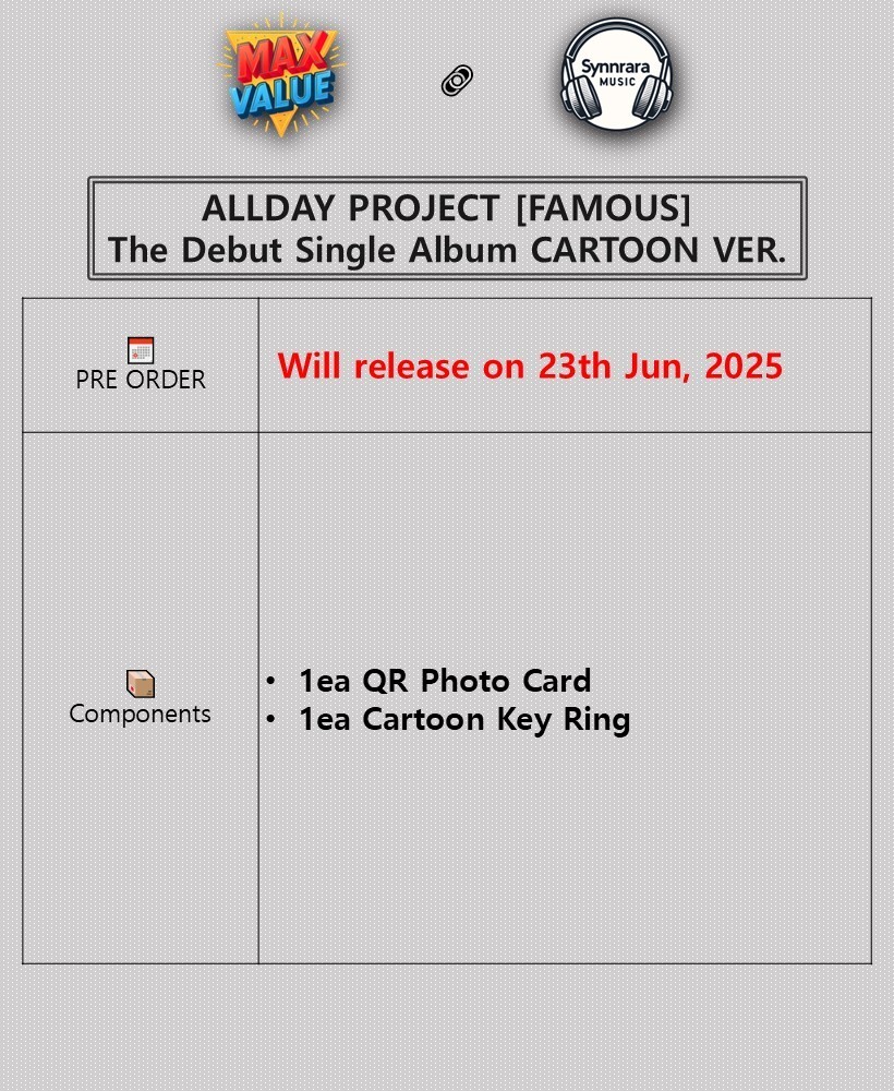 ALLDAY PROJECT FAMOUS The Debut Single Album CARTOON Ver./QR Photo