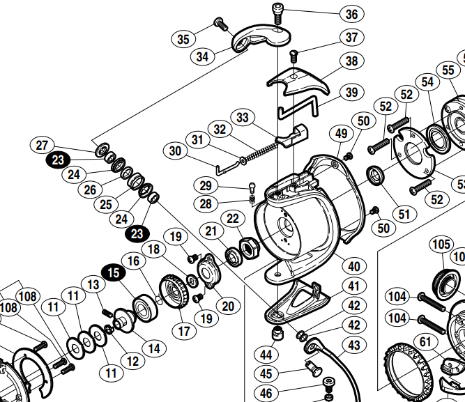 Shimano 20 Twinpower Line Roller 2 Ball Bearing Upgrade Kit Gold