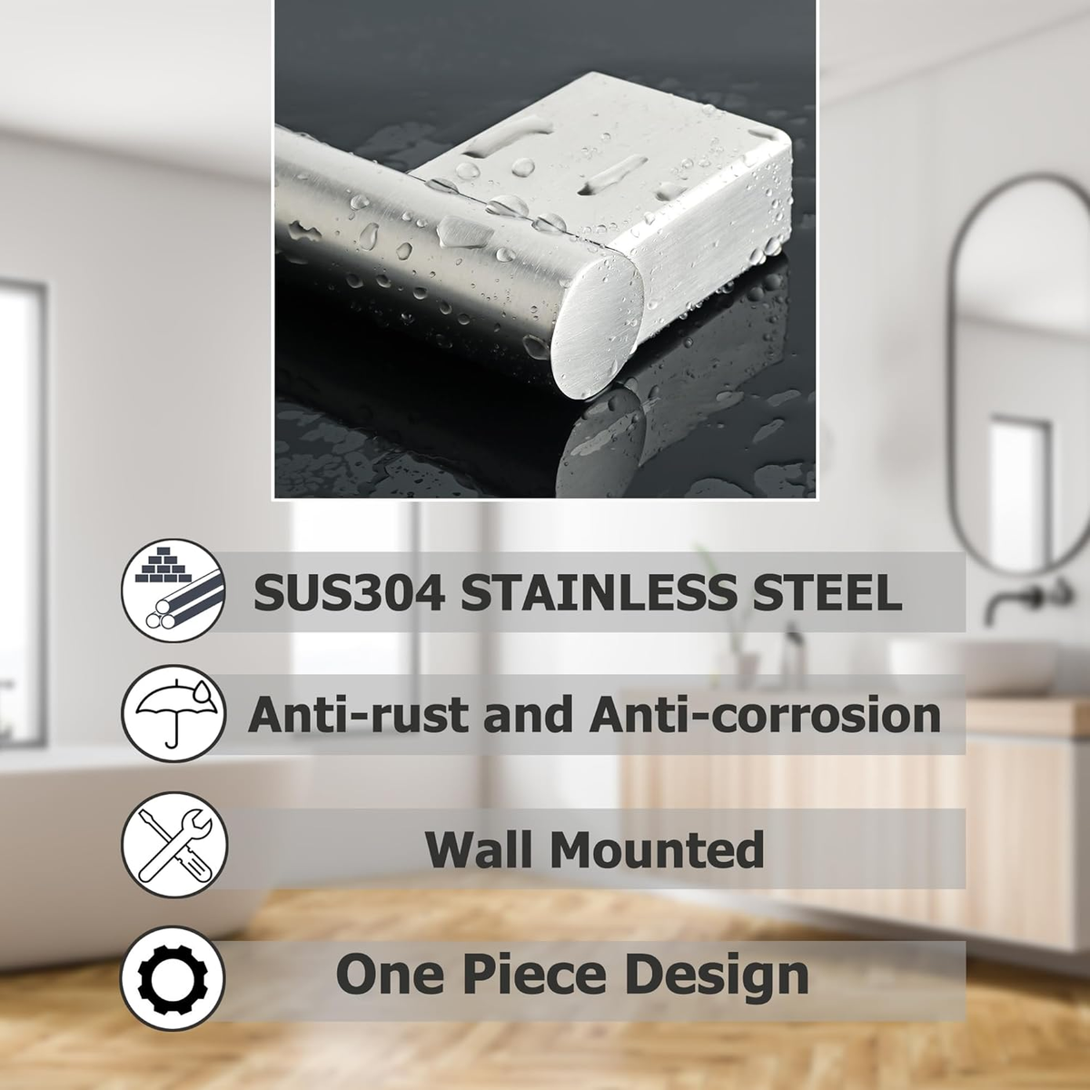 Sayayo Towel Rail Wall Mounted Chrome Bathroom Towel Shelf 24-Inch