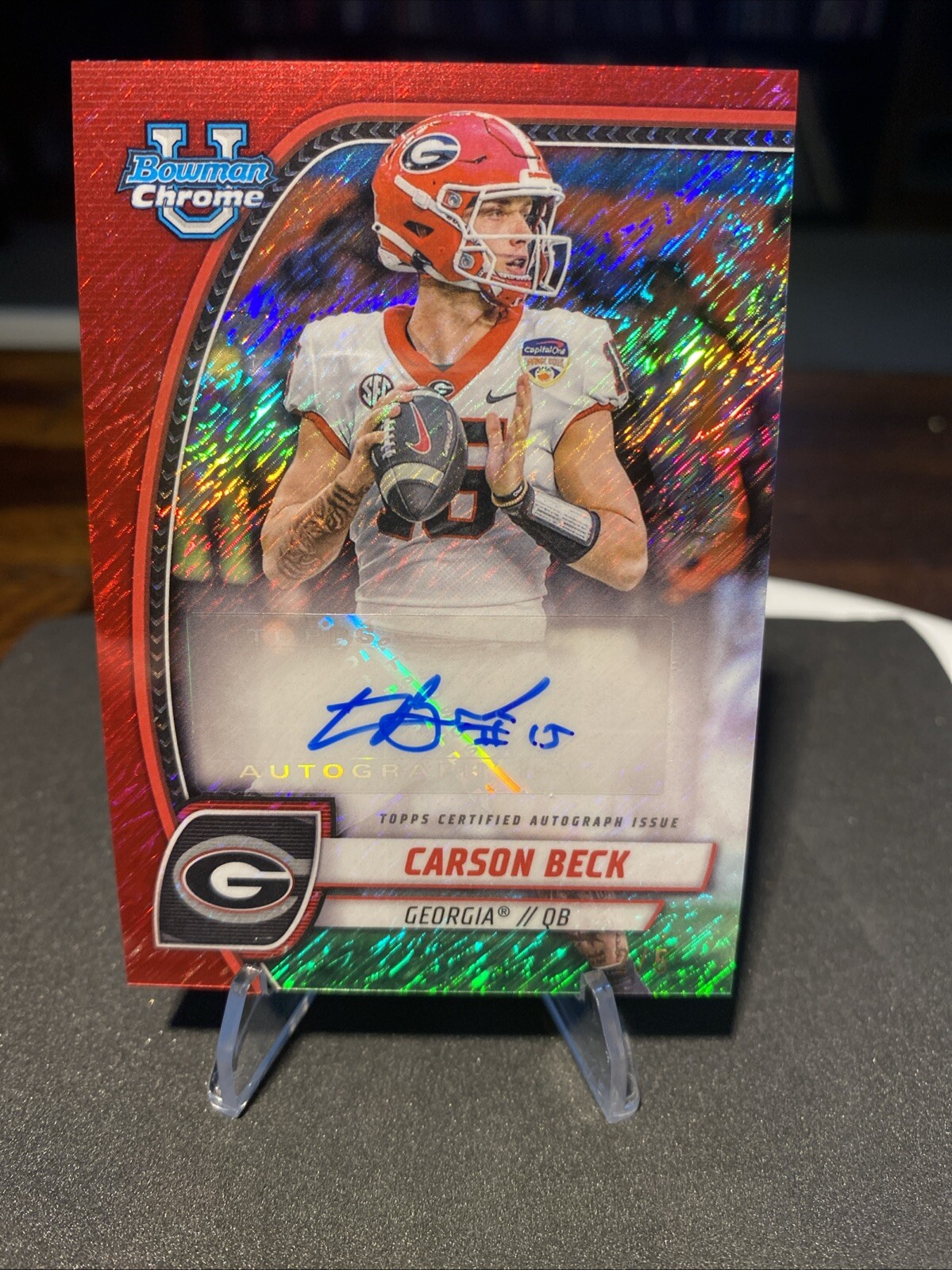 2024 Bowman U Chrome - CARSON BECK Auto Red Shimmer /5 Georgia Bulldogs PA-CBE