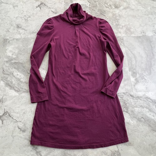 Pure & Simple Purple Jersey Knit Stretch Turtleneck Tunic Top Dress Medium M