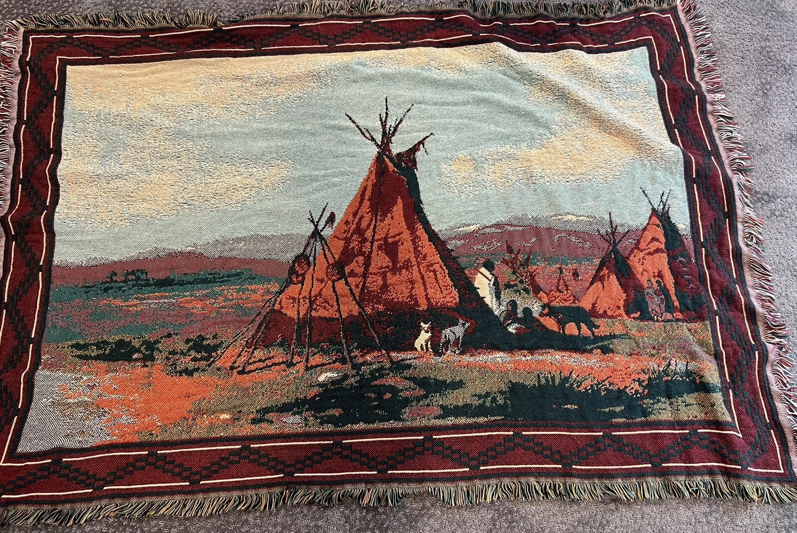 Goodwin Weavers Throw Blanket Native American Southwestern Teepee 67 x 49