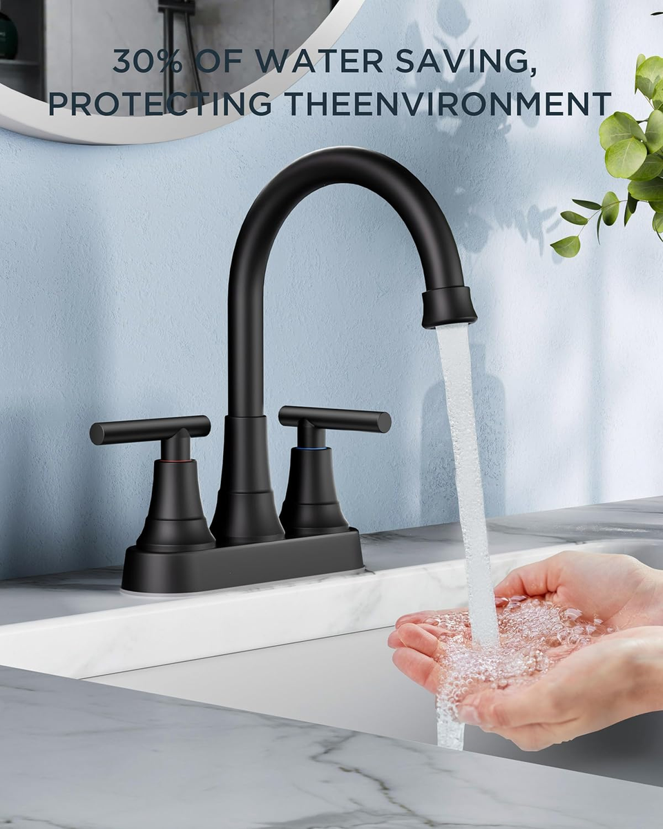 Matte Black Bathroom Faucets 3 Hole, Centerset Faucet for