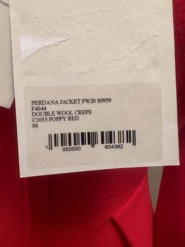 Chaqueta Roland Mouret Perdana Doble Lana Crepé Amapola Rojo Talla #2 Nueva Venta al por menor 1500 $ - Imagen 6 de 13