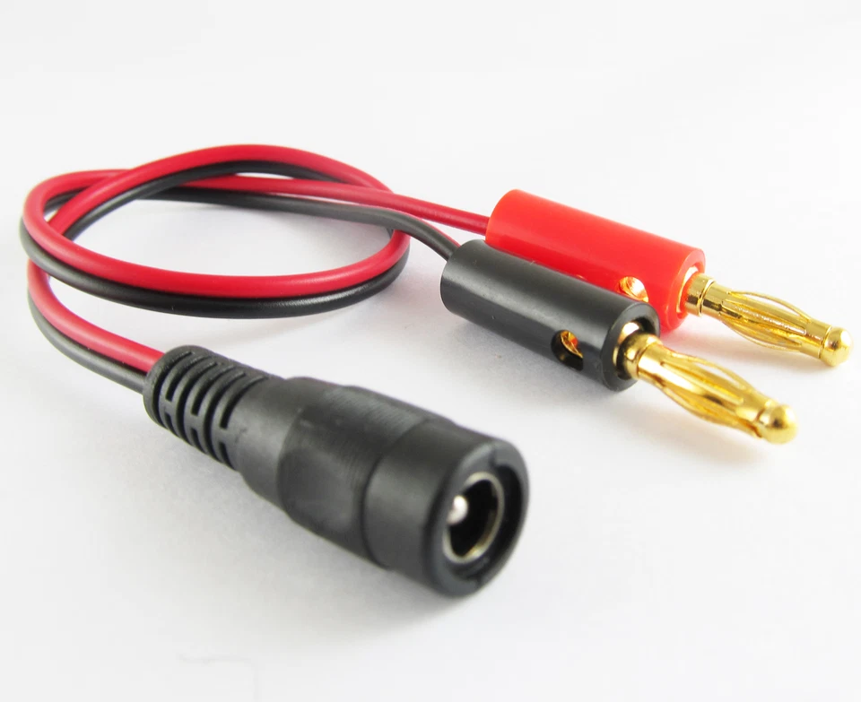 5 sets 30cm/1F Gold Plated 4mm Banana Plug to 2.1x5.5mm DC Female DC Power Cable - Image 2 of 4