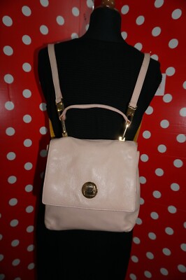 $495 COCCINELLE  Liya Taupe/Noir Genuine Leather Convertible Backpack
