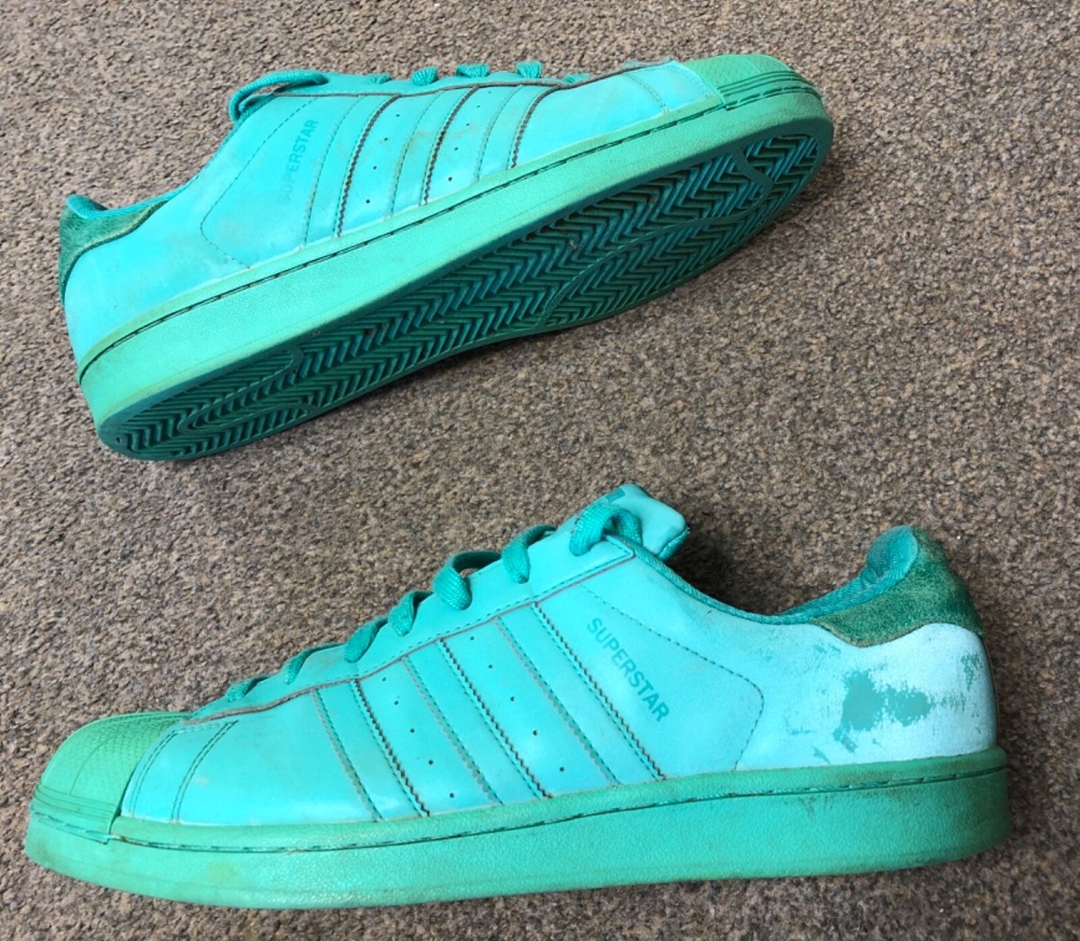 ADIDAS Mens Trainers Superstar Shell Toe Green Leather pumps shoes