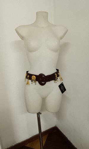 ESCADA CINTURA CHARMS PELLE MARRONE VINTAGE ANNI 80/90 - Imagen 8 de 11