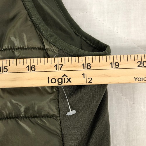 Reebok Puffer Vest Women's Large Dark Green Full Angled Zip Casual Quilted - Picture 8 of 9