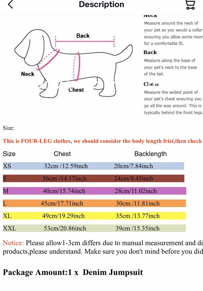 Vestido Klippo Pet Dog Denim Suave Y Corazón A Cuadros Talla S - Azul Usado en Excelente Condición Foto 2 de 4