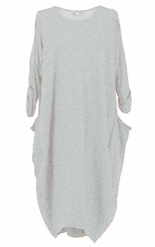 Neu Damen italienisch Lagenlook Baumwolle langärmelig Tunika Kleid rot Übergröße 10-26 - Bild 6 von 12