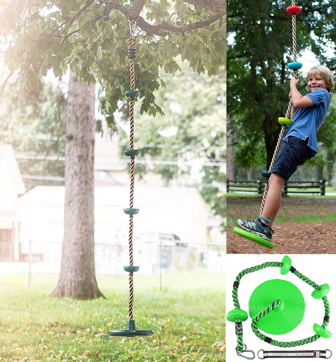 Kids Climbing Rope Swing Disc Swing Seat Rope Ladder Outdoor Tree