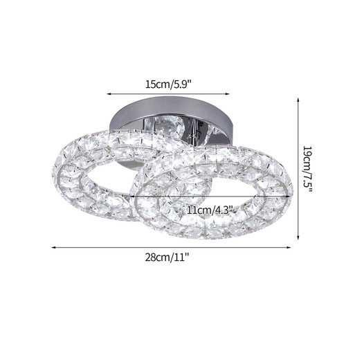 Modern Crystal Chandelier LED Ceiling Light Living Room Bedroom Lamp 40W 3-Color - 第 12/17 張圖片