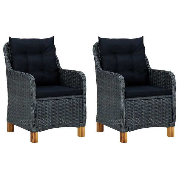 GartenstüHle 2Er Set Mit Kissen Poly Rattan Dunkelgrau Terrasse-image