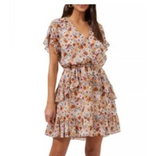ASTR The Label Ruffle Cottage Core Mini Floral Dress Size Small