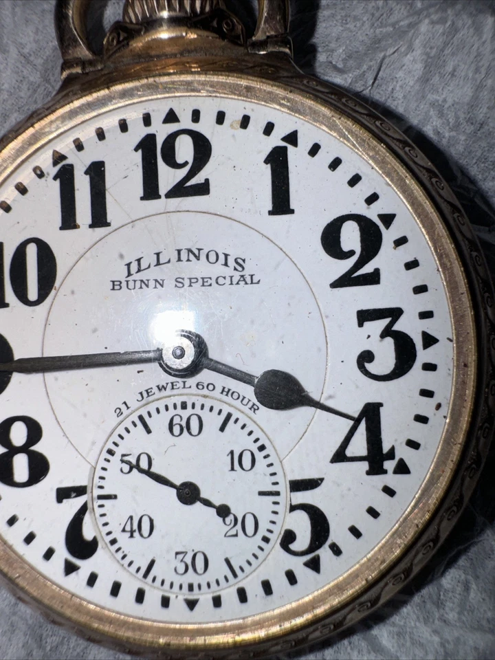 Illinois Bunn Special 60 Hour Railroad Pocket Watch (1929) 10k Runs - Image 4 of 4