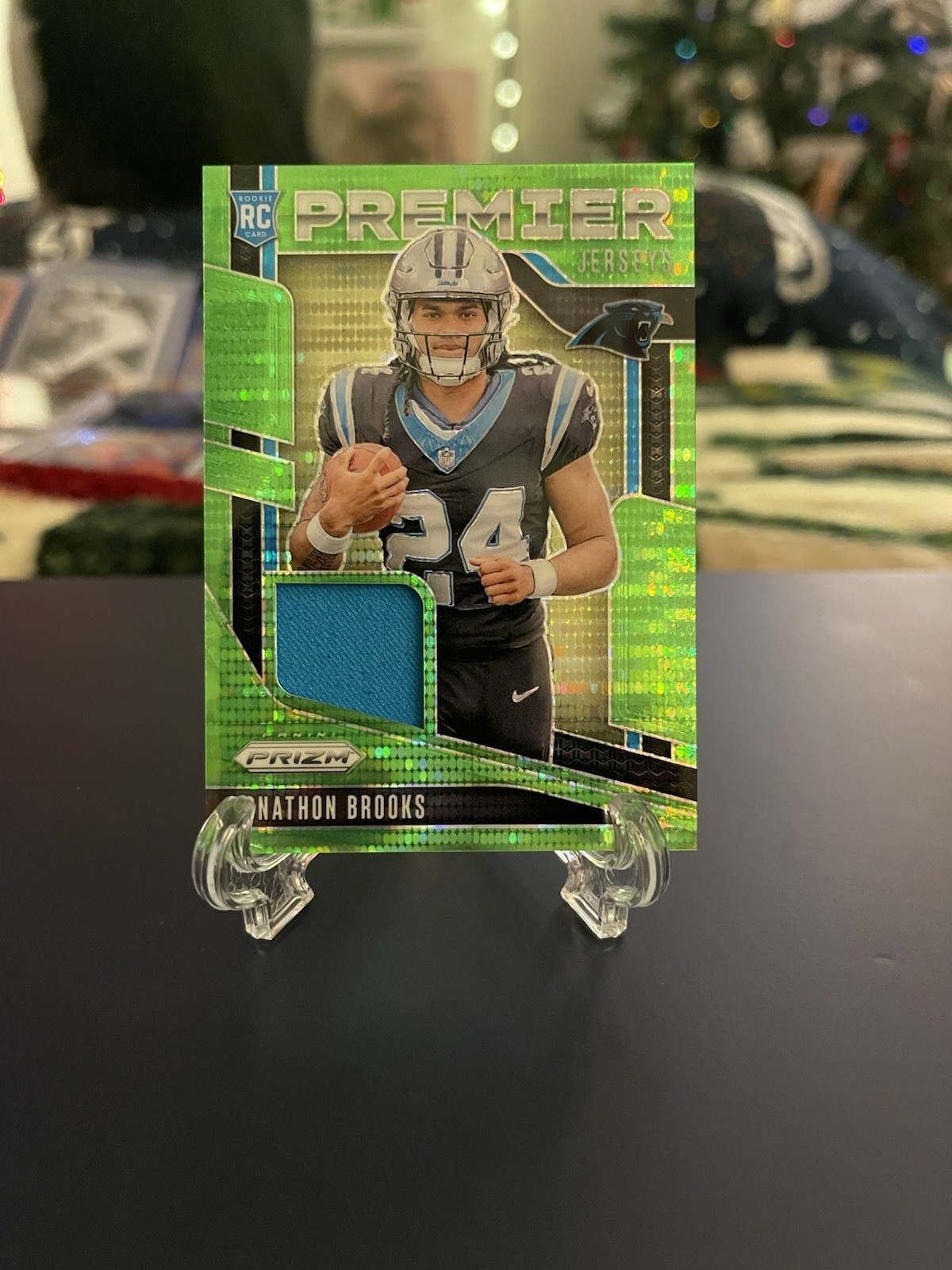 2024 Panini Prizm - Premier Jerseys Jonathon Brooks Neon Green Pulsar Prizm (RC)