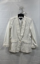 J.Crew Women's White Cotton Linen Blend One Button Shawl Lapel Blazer Sz 2